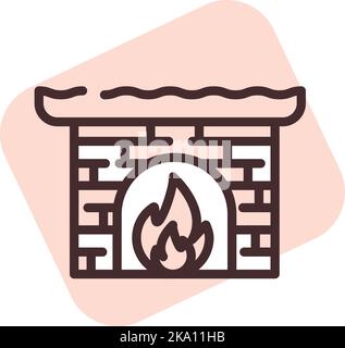Light fireplace, illustration or icon, vector on white background. Stock Vector