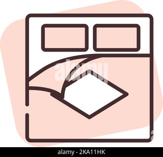 Home textile double bed cloth, illustration or icon, vector on white background. Stock Vector