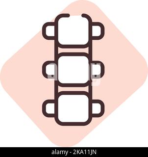Human organ spine, illustration or icon, vector on white background. Stock Vector