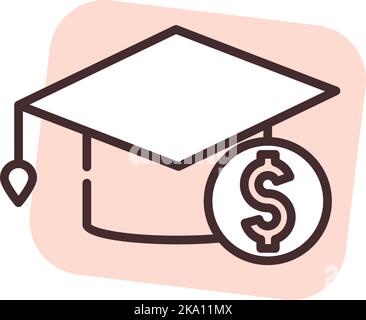 Investment education, illustration or icon, vector on white background. Stock Vector
