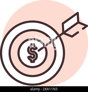 Investment target, illustration or icon, vector on white background. Stock Vector