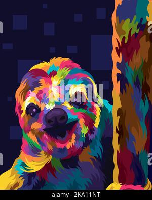 Illustration slow loris with pop art style Stock Vector