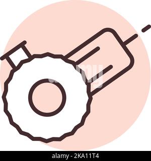 Manufacture circular cutter, illustration or icon, vector on white background. Stock Vector