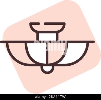 Light ceiling lamp, illustration or icon, vector on white background. Stock Vector
