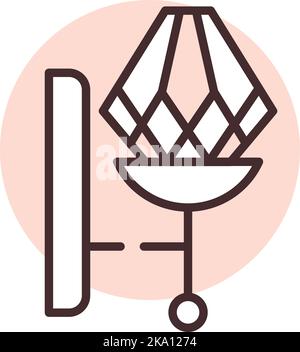 Light wall lamp, illustration or icon, vector on white background. Stock Vector