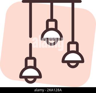 Light ceiling lamp, illustration or icon, vector on white background. Stock Vector