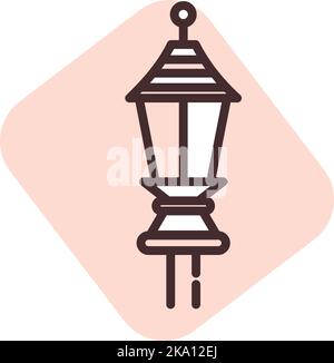 Light street lamp, illustration or icon, vector on white background. Stock Vector