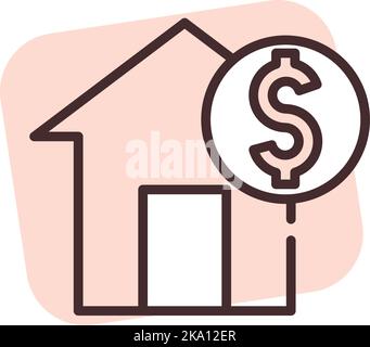 Investment mortgage, illustration or icon, vector on white background. Stock Vector