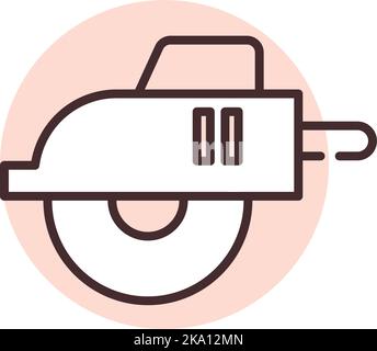 Manufacture circular saw, illustration or icon, vector on white background. Stock Vector