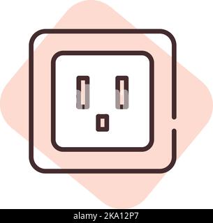 Manufacture electric socket, illustration or icon, vector on white background. Stock Vector