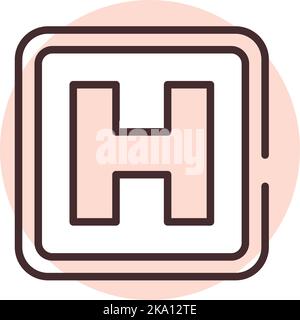Medical helicopter parking, illustration or icon, vector on white background. Stock Vector