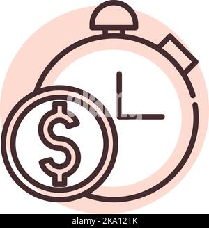 Money time, illustration or icon, vector on white background. Stock Vector