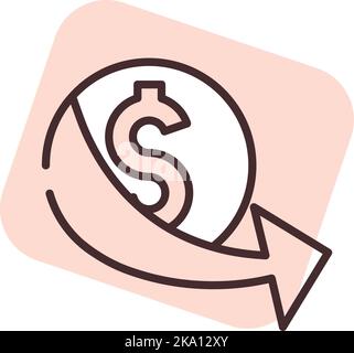 Money flow, illustration or icon, vector on white background. Stock Vector