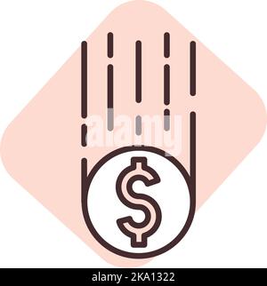 Money financial flow, illustration or icon, vector on white background. Stock Vector