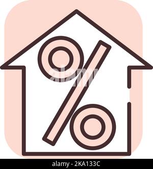 Percentage mortrage, illustration or icon, vector on white background. Stock Vector