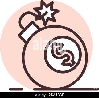 Money risk, illustration or icon, vector on white background. Stock Vector