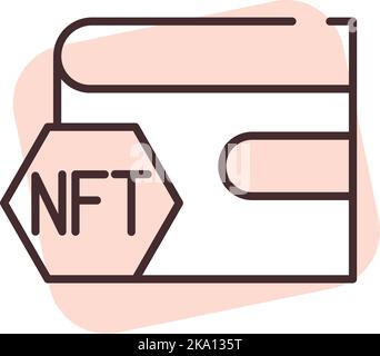 NFT Wallet, illustration or icon, vector on white background. Stock Vector
