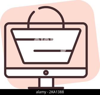 Online shippment supermarket, illustration or icon, vector on white background. Stock Vector