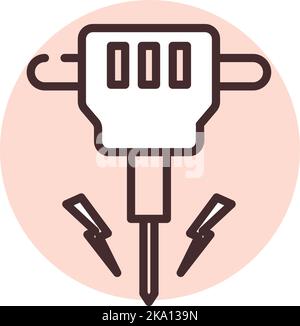 Manufacture concrete drill, illustration or icon, vector on white background. Stock Vector