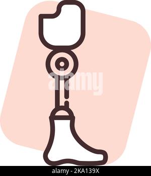 Prosthesis leg, illustration or icon, vector on white background. Stock Vector