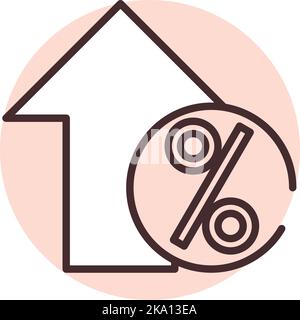 Percentage increase, illustration or icon, vector on white background. Stock Vector