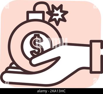 Money risk, illustration or icon, vector on white background. Stock Vector