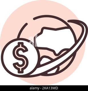 Global money flow, illustration or icon, vector on white background. Stock Vector