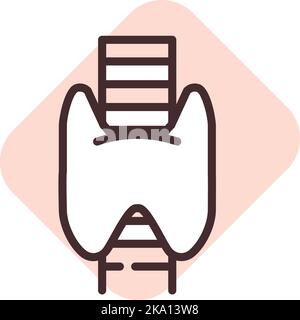 Prosthesis thyroid gland, illustration or icon, vector on white background. Stock Vector