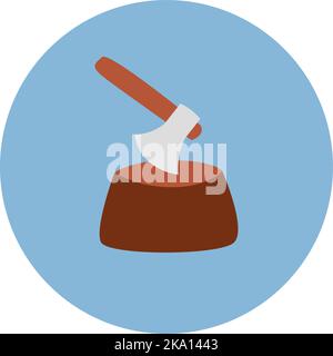 Rural life axe, illustration or icon, vector on white background. Stock Vector