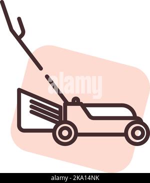 Technology grass cutter, illustration or icon, vector on white background. Stock Vector
