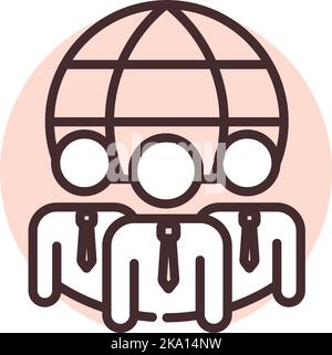 Team work international team, illustration or icon, vector on white background. Stock Vector