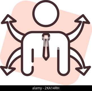 Team work multi task, illustration or icon, vector on white background. Stock Vector