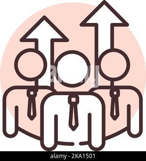 Team work growth, illustration or icon, vector on white background. Stock Vector