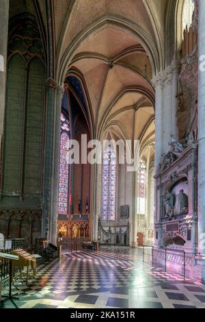 Amiens, France - 12 September, 2022: view of the ambulatory in the 13th-century Gothic architecture Amiens Cathedral Stock Photo