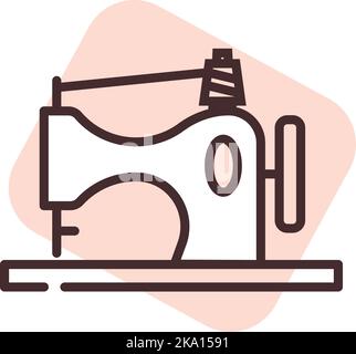 Technology sewing machine, illustration or icon, vector on white background. Stock Vector