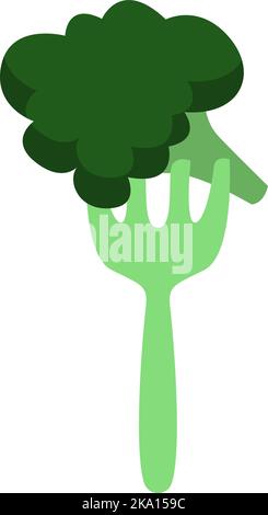 Vegetarian food broccoli, illustration or icon, vector on white background. Stock Vector