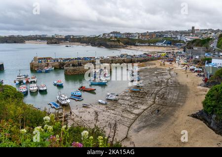 Newquay, United Kingdom - 4 Spetember, 2022: view of the old city center and harbor of Newquay in Cornwall Stock Photo