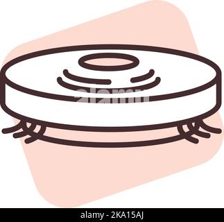 Technology robot vacuum, illustration or icon, vector on white background. Stock Vector