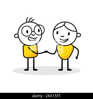 Handshake of business partners with successful deal. Business deal or partnership, job offer agreement concept. Vector stock illustration. Stock Vector