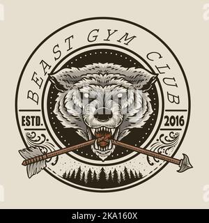 Fitness logo with wildlife concept Stock Vector