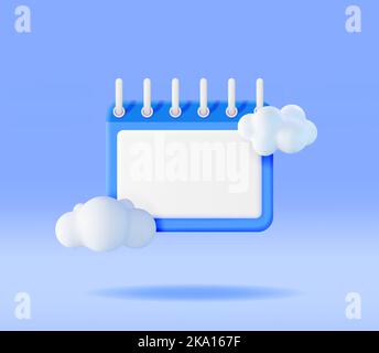 3D Paper Spiral Wall Calendar with Clouds Stock Vector