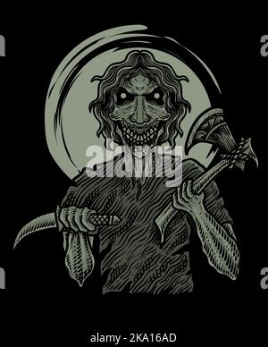 isolated scary zombie on black background Stock Vector