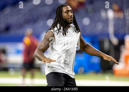 Indianapolis Colts tight end Mo Alie-Cox (81) wears an NFL Crucial Catch  logo on his helmet during the first half of an NFL football game, Thursday,  Oct. 6, 2022, in Denver. (AP