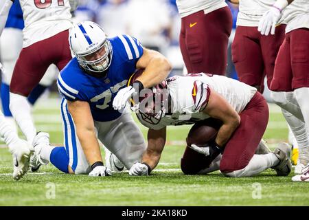 October 30, 2022: Washington Commanders quarterback Taylor Heinicke (4)  passes the ball during NFL game against the Indianapolis Colts in  Indianapolis, Indiana. John Mersits/CSM/Sipa USA.(Credit Image: © John  Mersits/Cal Sport Media/Sipa USA