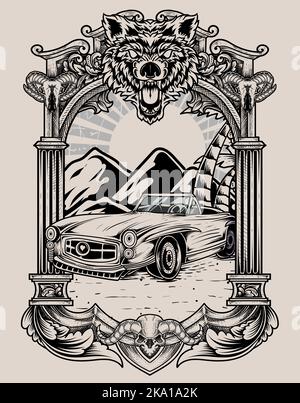 illustration vintage car retro style Stock Vector