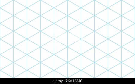 Isometric grid seamless pattern. Outline isometric template background. Hexagon and triangles line seamless texture. Vector illustration on white Stock Vector