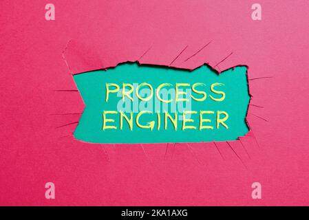 Text caption presenting Process Engineer. Business idea deciding how to go about producing a particular product Stock Photo