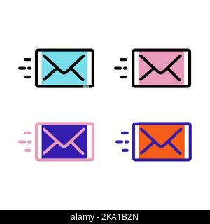 Envelope icon. Mail icon. Vector illustration icon. Icon for messages. Set of colorful flat design icons Stock Vector