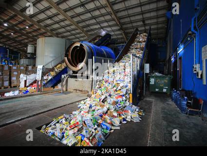 Mil Mill is the first pulp mill and education center that recycle beverage cartons in Hong Kong Stock Photo