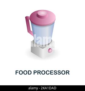 Food Processor icon. 3d illustration from kitchen supplies collection. Creative Food Processor 3d icon for web design, templates, infographics and Stock Vector